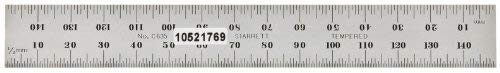 Starrett C635-150 W/SLC Spring Tempered Steel Rule With Millimeter Graduations, 150mm Length, 19mm Width, 1.2mm Thickness