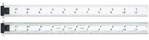 Starrett DH604R-12 Spring Tempered Steel Rule With Inch Graduations, Adjustable Double Hook, 4R Style Graduations, 12