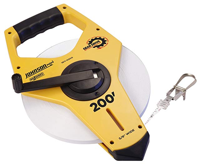 Johnson Level and Tool 1811-0200 200-Foot Big J Geared Nyclad Clad Steel Tape
