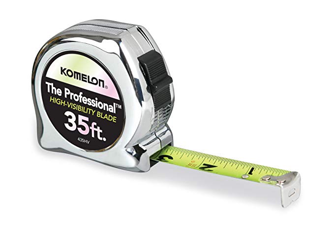 Komelon 435HV High-Visibility Professional Tape Measure, 35-Feet by 1-Inch, Chrome