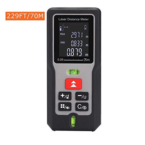 Laser Distance Measure 229FT/ 70m, Yoyika Handheld Laser Meter Measure with 2 Bubble Levels, Digital Distance Meter with LCD Backlight Display, Laser Measure Distance/Area/ Volume/Pythagorean