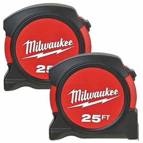 Milwaukee 2-Pack 25 Foot Heavy Duty Clip Measuring Tape, 48-22-5525A