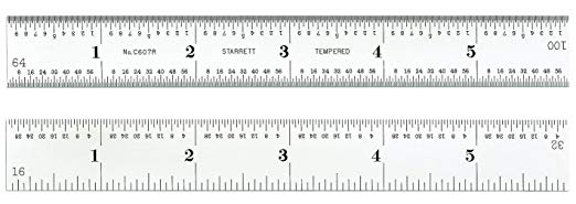 Starrett C607R-6 Spring Tempered Steel Rule With Inch Graduations, 6
