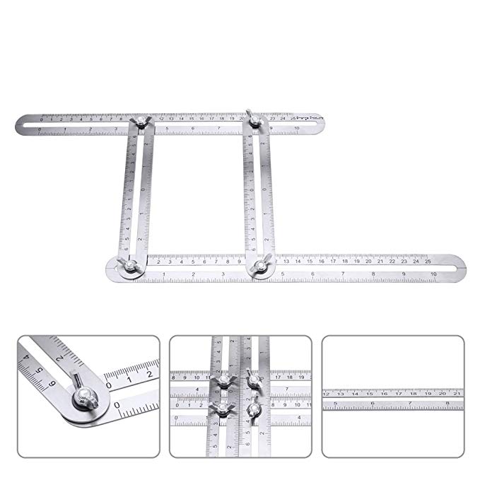 Stainless Steel Angle Ruler Template Measurement Device Hand Tool - Durable, Metal, Aluminum, Angleizer, Layout, DIY, Multi-angle, Handymen, Engineering, Roof, Tile, Patterns, Construction