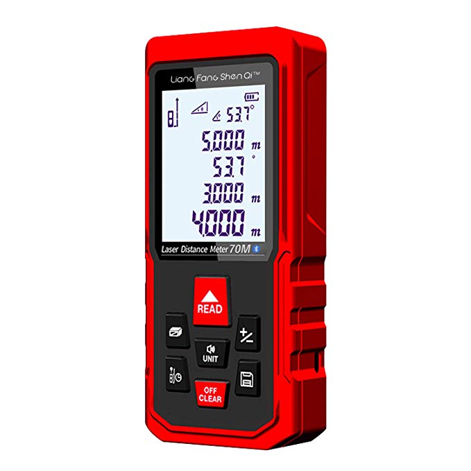 LiangFangShenQi Laser Measure, 230ft/70m, Bluetooth Laser Distance Meter, Backlit Display, Red, KC-B70 Laser Measuring Device with Floor Plan APP for Android & iOS (Standard)