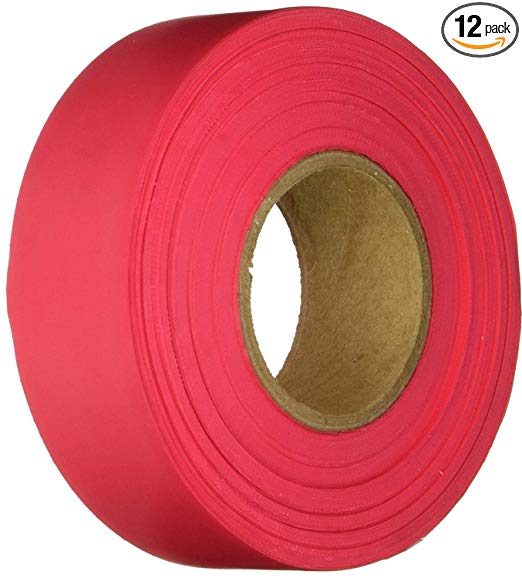 Keson FTR-12 Ribbon Marker Flagging Tape, 1-3/16-Inch by 300-Foot, Red (12-Pack)