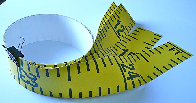 Floor Tape – Adhesive Backed – 4 Inch Wide X 25 Foot Long – Vertical Up – Fractional – 1” Grads – Yellow – 4 Pieces