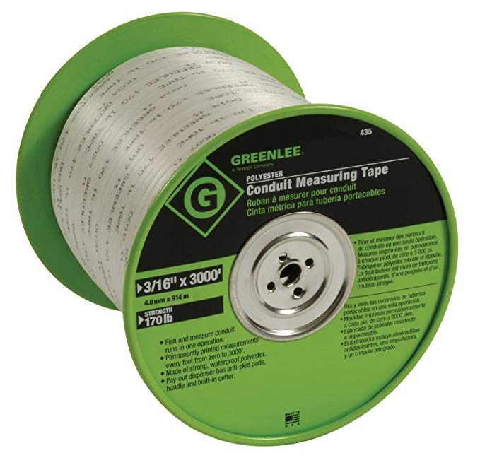 Greenlee 435 Polyester Conduit Measuring Tape, 3/16-Inch By 3000-Feet