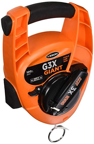 Keson G3X Giant Chalk Line Reel with High Speed Rewind, 12-Ounce Chalk Capacity, 100-Foot