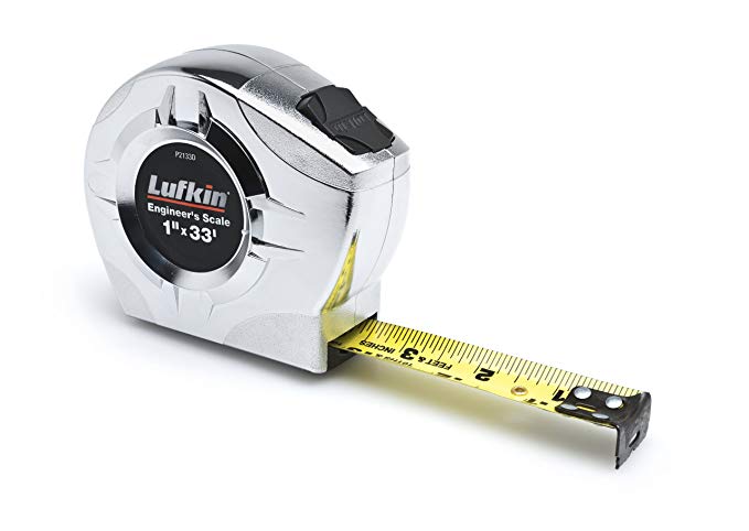 Lufkin P2133D Power Return Engineer's Tape, 1-Inch by 33-Feet, Chrome