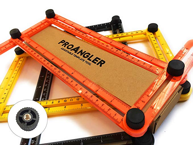Angleizer Adjustable Template Tool By ProAngler, Multi Angle Measurement Tool With Metal Knob, Handyman, Carpenter, Construction (Orange)