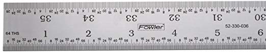 Fowler 52-330-036 Rigid Steel Rule with Satin Chrome Finish, 4R Graduation Interval, 36″ L x 1.25″ W x 0.04″ Thick Review