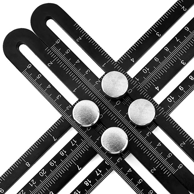 Multi Angle Measuring Ruler - Housolution Aluminum Angle Template Tool, Four-sided Measuring Tool Angle Finder Protractor Layout Tool Angle Ruler for Handymen Builders Craftsmen Carpenter (Black)