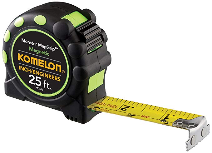 Komelon 7125IE Monster MagGrip Inch/Engineer Scale 25-Foot Measuring Tape with Magnetic End